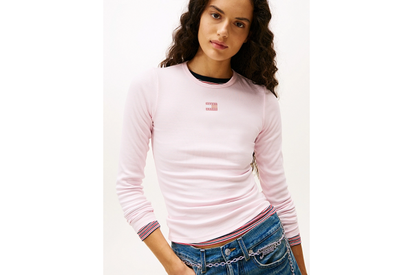 Γυναικείο Slim Μακρυμάνικο T-shirt Ροζ Tommy Jeans DW0DW20178-TOG