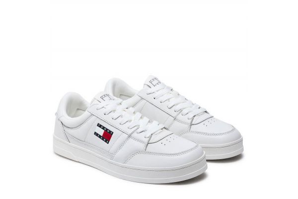 Ανδρικά Δερμάτινα Greenwich Sneakers Λευκά Tommy Jeans EM0EM01574-YBL