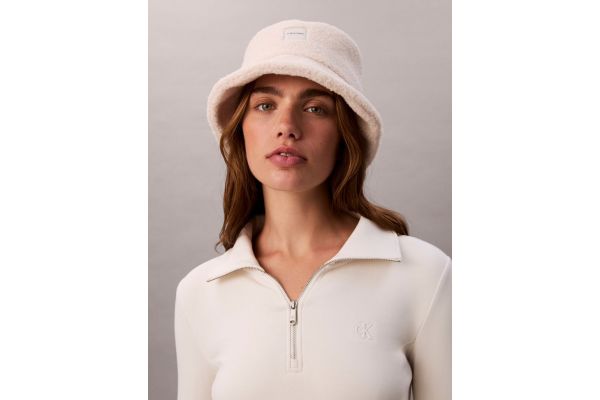 Women's Beige Boucle W Patch Bucket Hat Calvin Klein LV04F5055G-QYJ