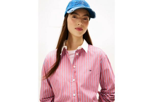 Γυναικείο Ριγέ Πουκάμισο Ροζ Tommy Jeans DW0DW22078-0E3