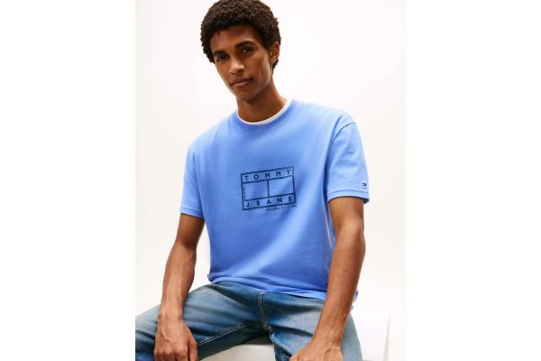 Ανδρικό T-shirt Γαλάζιο Tommy Jeans DM0DM22317-C58