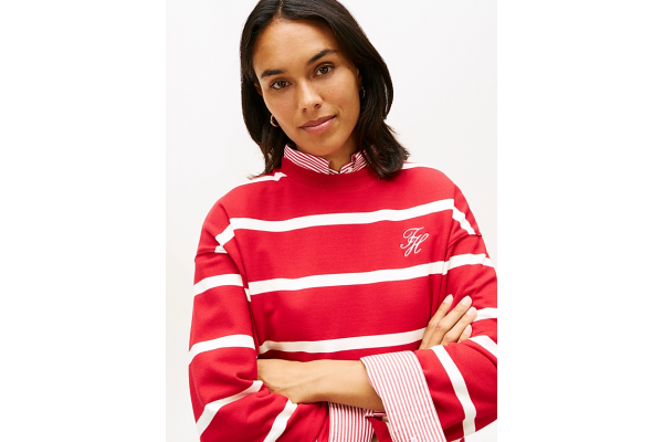 Women's Red TH Script Mdrn Terry Swtshrt Tommy Hilfiger WW0WW48431-0E2