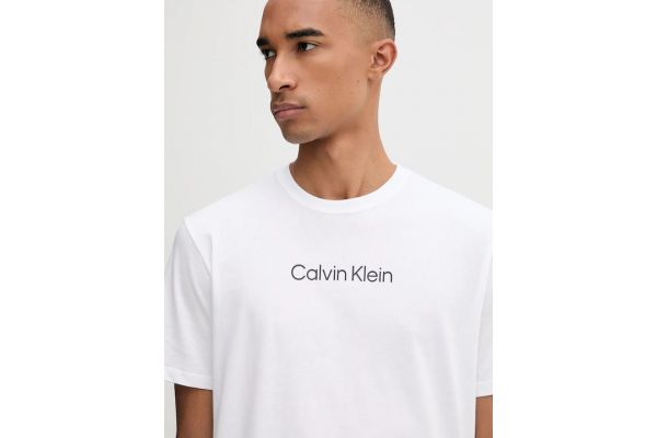Men's White Ss Standard Logo 30s Crewnk Tee Calvin Klein LV04LD230G-YAF