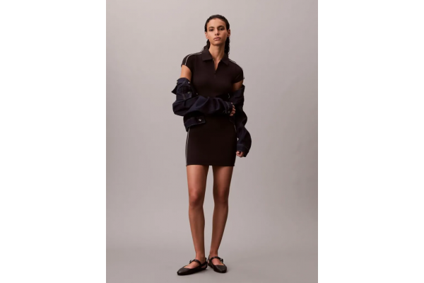 Γυναικείο Κοντομάνικο Polo Φόρεμα Μαύρο Calvin Klein LV047E213G-UB1