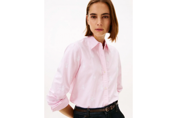 Γυναικείο Ριγέ Πουκάμισο Ροζ Tommy Hilfiger WW0WW49386-04J