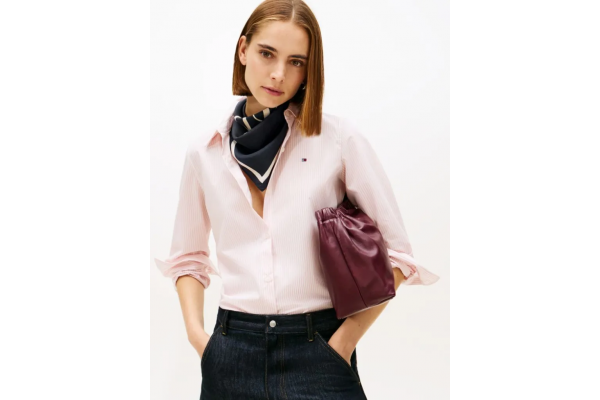 Women's Navy Blue Tommy Script Silk Scarf Tommy Hilfiger AW0AW18223-0GY