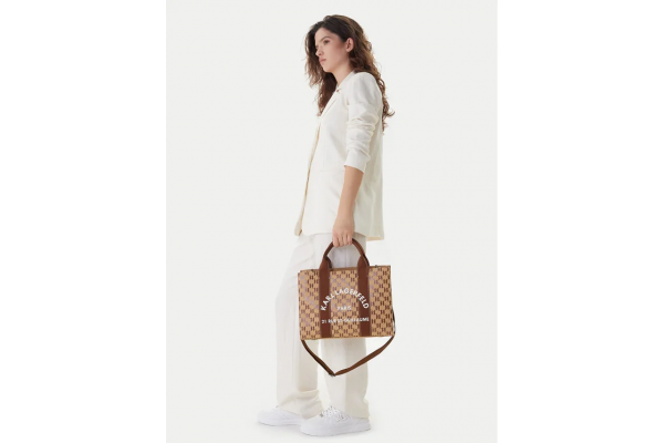 Γυναικεία K/Rsg Tote Τσάντα Καφέ Karl Lagerfeld B1W50021-2LO MONOGRAM NOUGAT