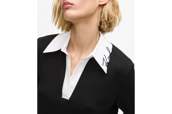 Γυναικείο Κοντομάνικο Polo Φόρεμα Μαύρο Karl Lagerfeld B1W13029-999 BLACK
