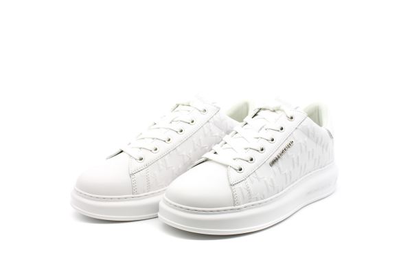 Ανδρικά Δερμάτινα Kapri Monogram Sneakers Λευκά Karl Lagerfeld KL52549K-01W WHITE