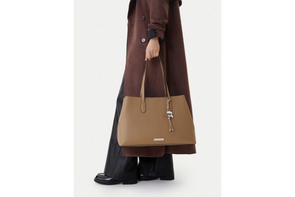 Women's Brown Ikon Smooth Lg Tote Bag Karl Lagerfeld B1W30001-2DH MUSHROOM BROWN