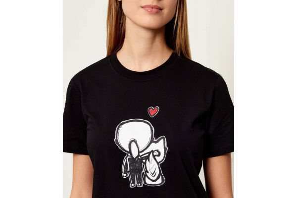 Women's Black Ikon Valentine T-shirt Karl Lagerfeld B1W17038-999 BLACK