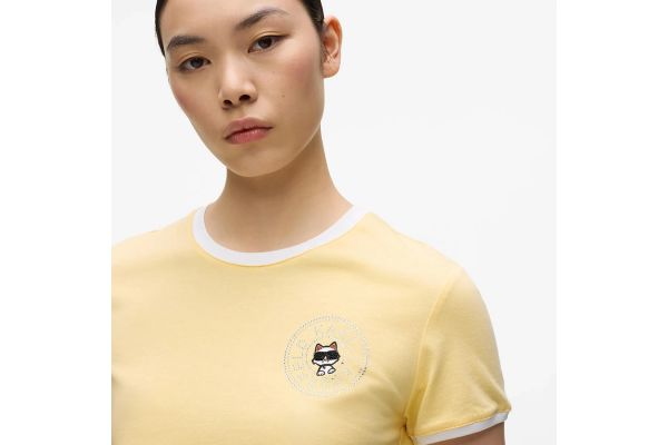 Women's Yellow Ikon Small Circle T-shirt Karl Lagerfeld B2W17026-1LD SUNLIGHT