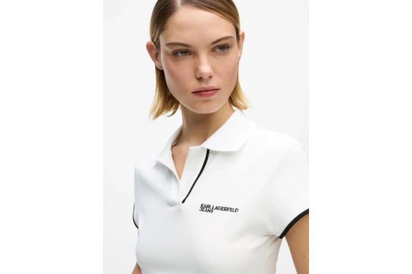 Women's White Klj Slim Polo Karl Lagerfeld Jeans B2W17066-100 WHITE