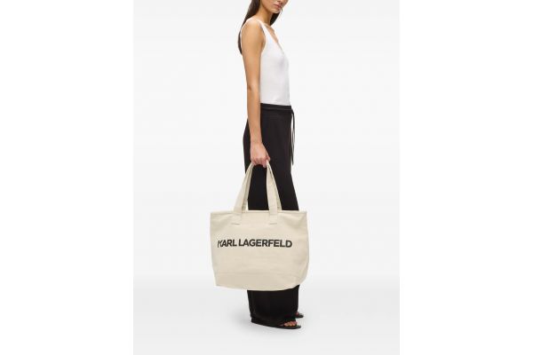 Women's Ecru K/Essential Elong Logo Xl Tote Bag Karl Lagerfeld B2W50099-106 NATURAL