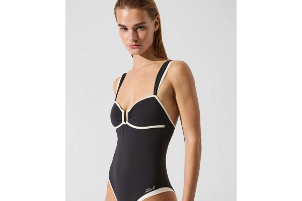 Women's Black SIGNATURE CHEEKY SWIMSUIT Karl Lagerfeld B2W46026-999 Black