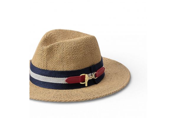 Women's Dark Tan PAPER-FEDORA W WIDE BELT Hat Ralph Lauren 454P14393001-TAN