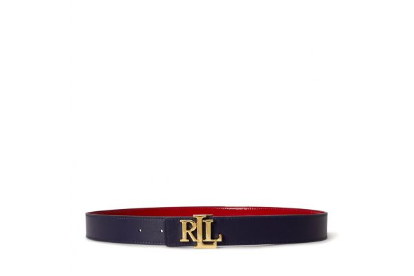 Women's Red/Navy Blue Leather REV LRL Belt Ralph Lauren 412P10211001-RED/NAVY