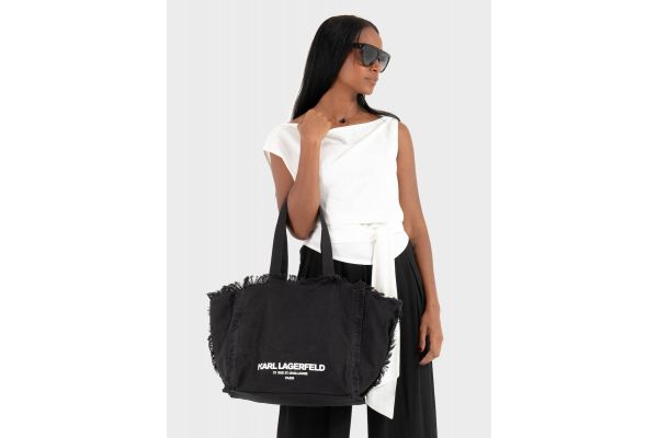 Γυναικεία K/Rsg Fringes Tote Τσάντα Μαύρη Karl Lagerfeld B2W50021-999 BLACK