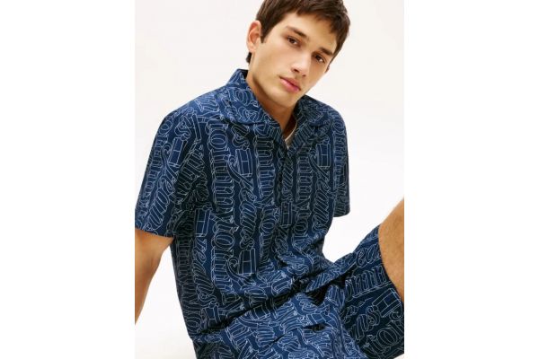 Ανδρικό Κοντομάνικο Πουκάμισο Navy Μπλε Tommy Jeans DM0DM22792-C1G