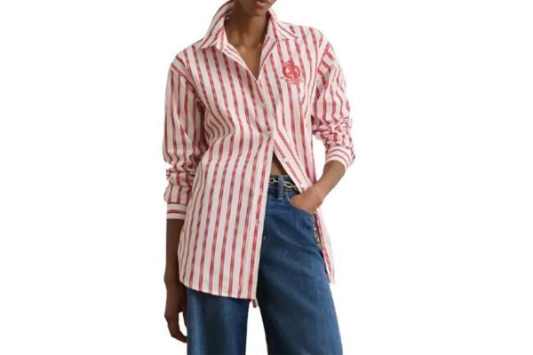 Γυναικείο Ριγέ Πουκάμισο Κόκκινο Ralph Lauren 200P08746002-Red