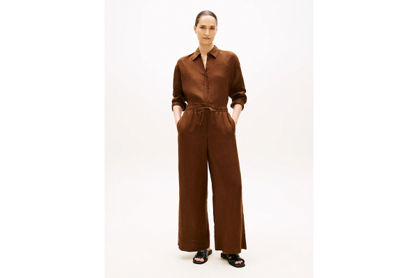Women's Brown Ess Linen Pull On Pants Tommy Hilfiger WW0WW48970-GV0