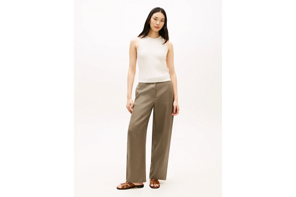 Women's Olive Linen Utility Barrel Pant Tommy Hilfiger WW0WW49658-RBU