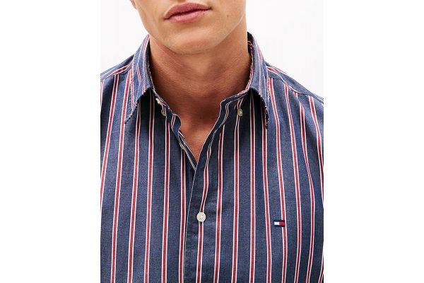 Ανδρικό Ριγέ Πουκάμισο Navy Μπλε Tommy Hilfiger MW0MW42441-0A4