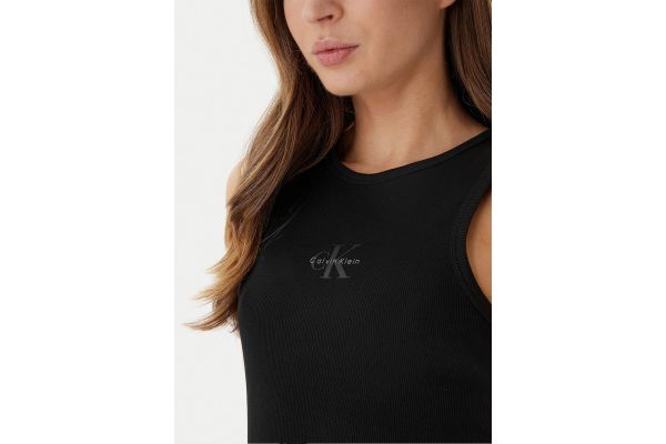 Women's Black Sl Monologo Baby Rib Tank Midi Dress Calvin Klein LV047F242G-UB1