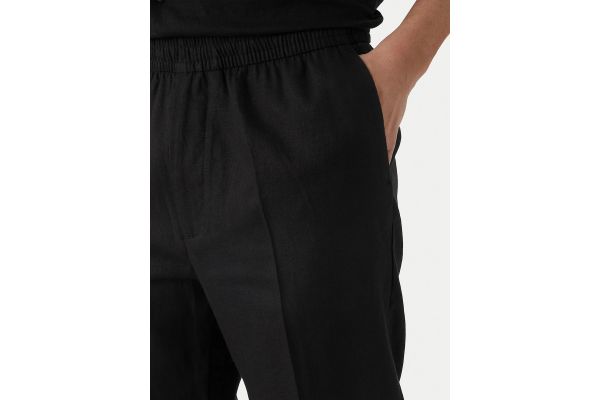 Men's Black Straight Linen Pull On Pant Calvin Klein LV04LF619G-UB1
