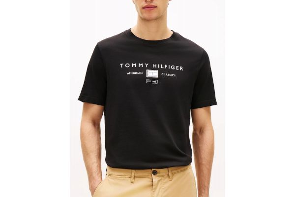 Men's Black Brand Love Mono Stack Tee Tommy Hilfiger MW0MW42365-BDS
