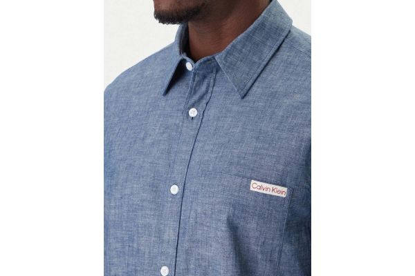 Men's Blue Ls Chambray Classic Shirt Calvin Klein LV04RF109G-C32