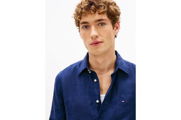 Ανδρικό Λινό Πουκάμισο Μπλε Tommy Hilfiger MW0MW41530-DCC