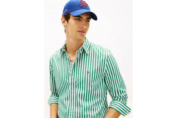 Men's Green Flex Poplin Classic Stp Rf Shirt Tommy Hilfiger MW0MW42440-0CD