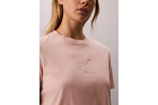 Women's Pink Ss Classic Foil Monologo Tee Calvin Klein LV047D873G-3T3