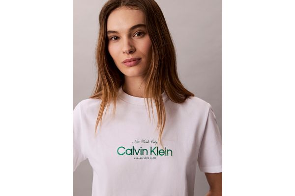 Women's White Ss Classic CK NYC Logo Tee Calvin Klein LV047F810G-YAF