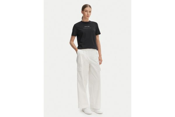 Women's White Cotton Ewaist Cargo Pant Calvin Klein LV047F623G-YAS