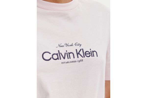 Women's Light Pink Ss Classic CK NYC Logo Tee Calvin Klein LV047F810G-8Z6