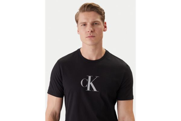 Men's Black Ss 30s Distress Monogram Graphic Tee Calvin Klein LV04RF853G-UB1