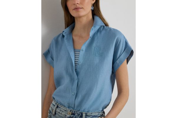 Women's Blue BROONO LINEN-SS SHIRT Ralph Lauren 200874259011-Blue