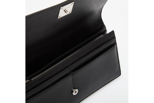 Women's Black Emblem Hw Pebble Long Bifold Wallet Calvin Klein LV04F1129G-UB1