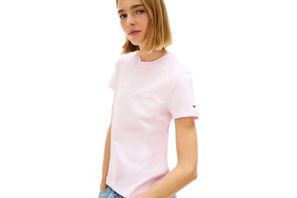 Women's Pink Tjw Reg Tj Bubble Ss Tee Ext Tommy Jeans DW0DW22310-TN9