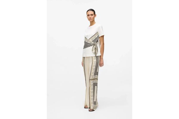 Women's Cream SCARF PRINT DETAIL T-SHIRT Karl Lagerfeld B2W17011-B09 Cream