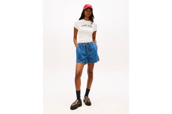 Women's Navy Blue Tjw Ess Chambray Shorts Ext Tommy Jeans DW0DW22270-1A5