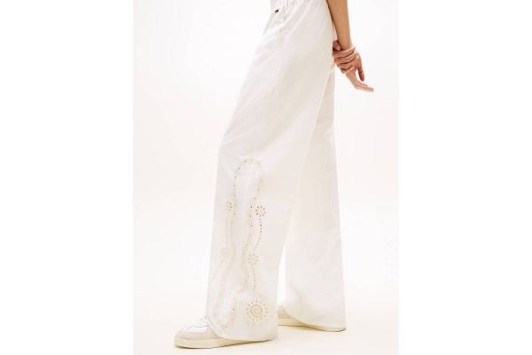 Women's Off White Tjw Broderie Linen Pants Tommy Jeans DW0DW22287-YBH