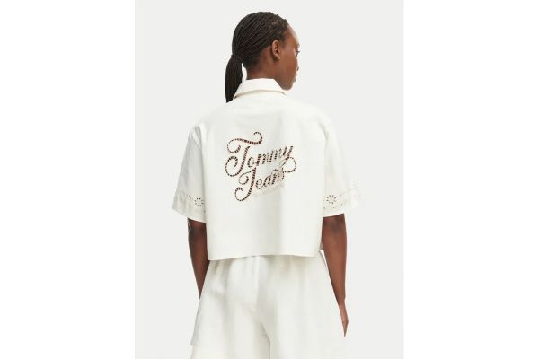 Women's White Tjw Broderie Linen Shirt Tommy Jeans DW0DW22214-YBH