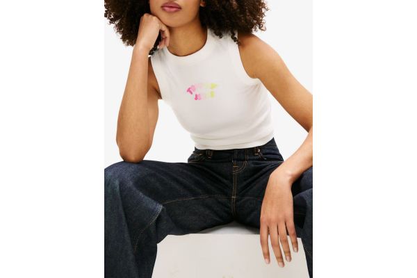 Women's White Tjw Slim Sh Tj Bubble Tank Top Tommy Jeans DW0DW22280-YBL
