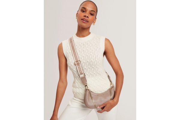 Women's Taupe LAARNA Webbing Small Leather Shoulder Bag Ted Baker 283913-taupe
