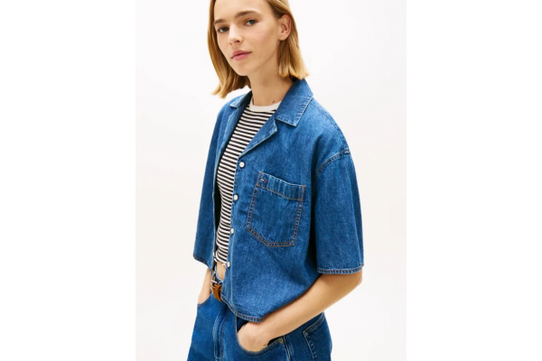 Women's Blue Tjw Crop Chambray Shirt Ext Tommy Jeans DW0DW22216-1A5
