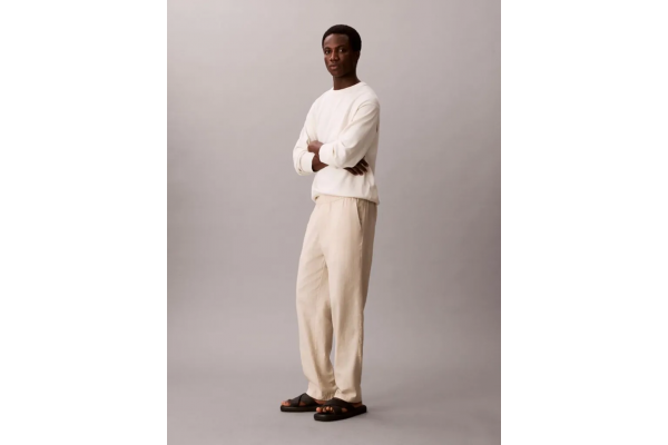 Ανδρικό Λινό Παντελόνι Μπεζ Calvin Klein LV04LF619G-2JX