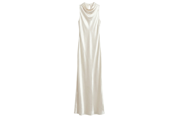 Women's Beige Satin Dress Lumina LC260206-BEIGE